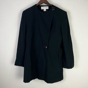 🖤 Jones New York Black Asymmetrical Button Coat – Size 8